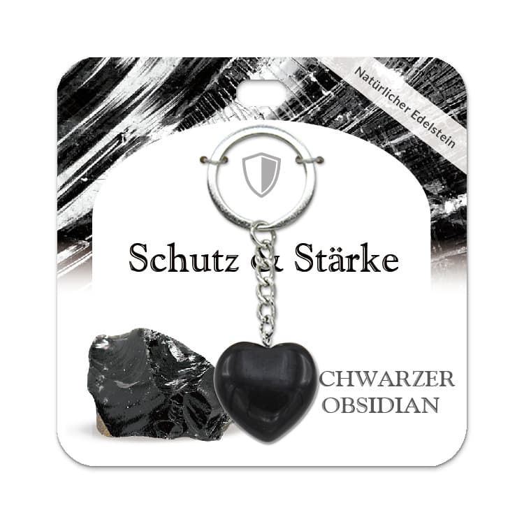 Schwarzer Obsidian Herz Schlüsselanhänger