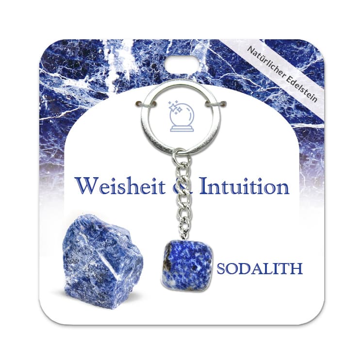Sodalith Trommelstein Schlüsselanhänger