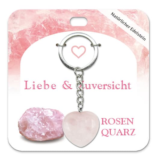 Rosenquarz Herz Schlüsselanhänger