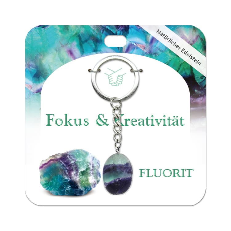 Fluorit Trommelstein Schlüsselanhänger
