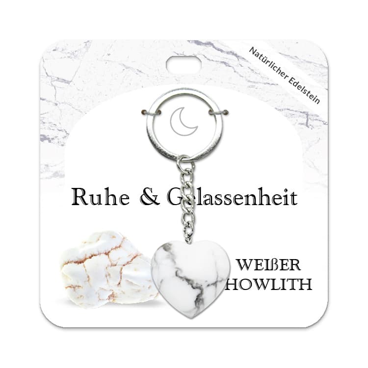 Weißer Howlith Herz Schlüsselanhänger