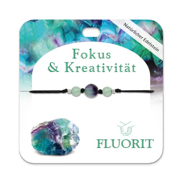 Fluorit Armband mit 3 Edelsteinperlen