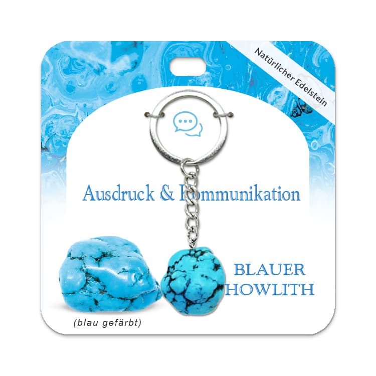 Blauer Howlith Trommelstein Schlüsselanhänger