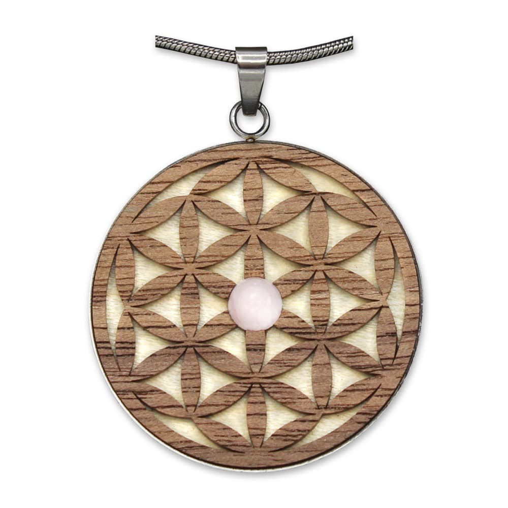 Edelstein "Waldzeichen" Rosenquarz Blume d. Lebens