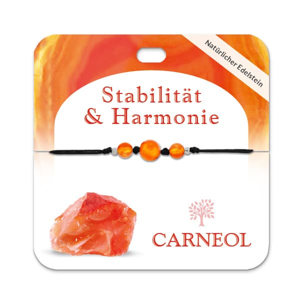 Carneol Armband mit 3 Edelsteinperlen