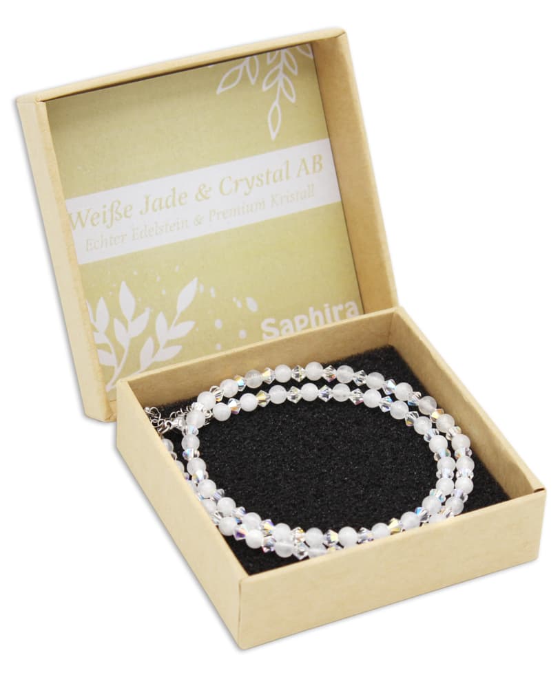 Weiße Jade Saphira Edelsteinkette