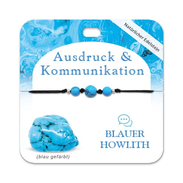 Blauer Howlith Armband mit 3 Edelsteinperlen