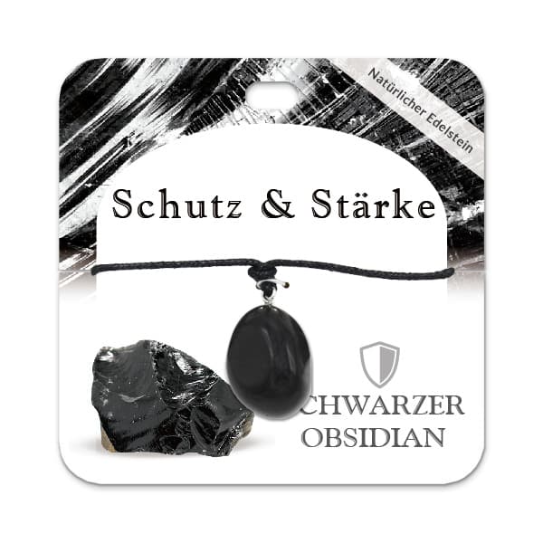 Schwarzer Obsidian Trommelstein Kette