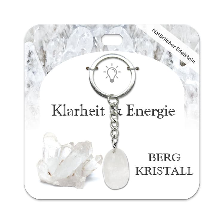 Bergkristall Trommelstein Schlüsselanhänger
