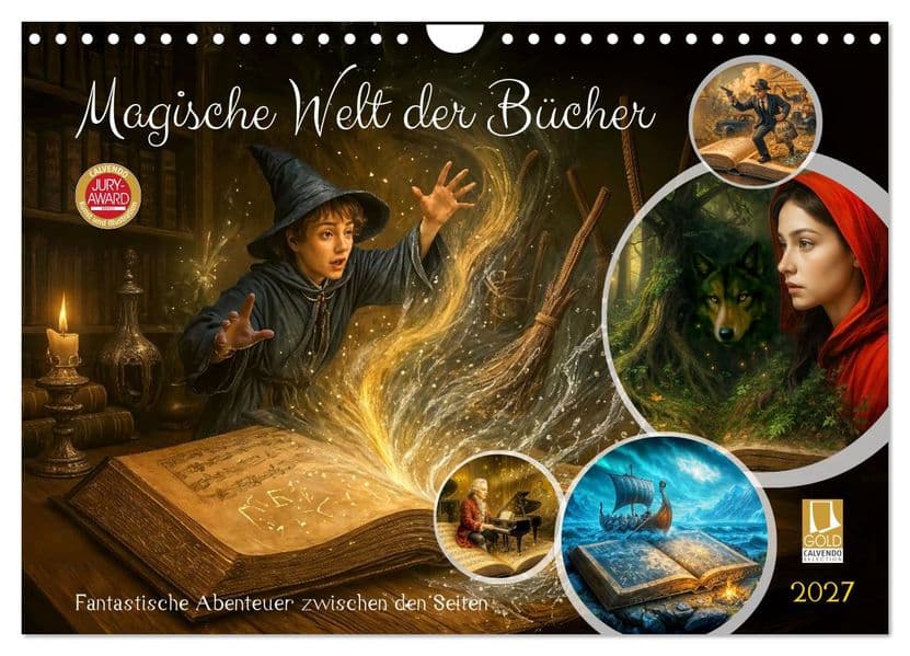 Magische Welt der Bücher - Fantastische Abenteuer zwischen den Seiten (Wandkalender 2027 DIN A4 quer), CALVENDO Monatskalender