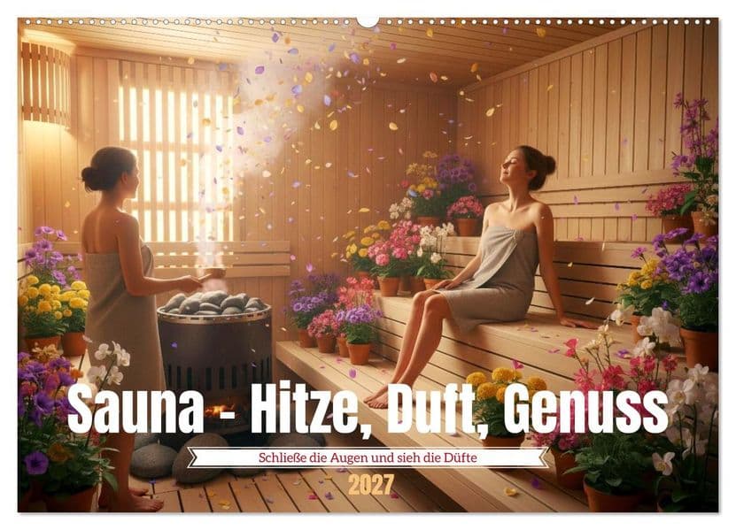 Sauna - Hitze, Duft, Genuss (Wandkalender 2027 DIN A2 quer), CALVENDO Monatskalender