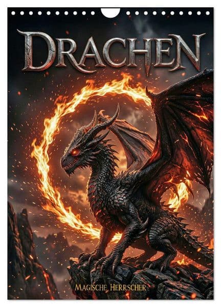 Drachen - Magische Herrscher, DarkFantasy Wandkalender (Wandkalender 2027 DIN A4 hoch), CALVENDO Monatskalender