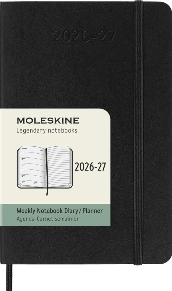 Moleskine 18 Monate Wochenkalender 2026/2027, P/A6, 1 Wo = 1 Seite, Rechts Linierte Seite, Weicher Einband, Schwarz