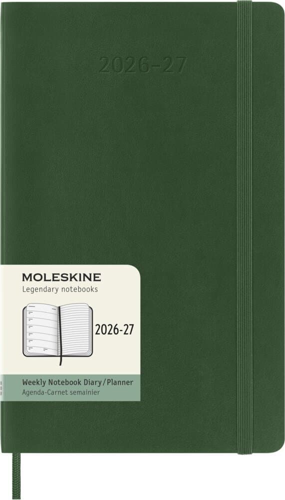 Moleskine 18 Monate Wochen Notizkalender 2026/2027, L/A5, 1 Wo = 1 Seite, rechts linierte Seite, weicher Einband, Myrtengrün<BR>