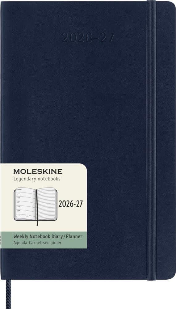 Moleskine 18 Monate Wochen Notizkalender 2026/2027, Large/A5, 1 Wo = 1 Seite, rechts linierte Seite, Weicher Einband, Saphir