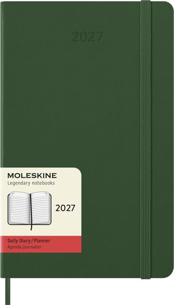 Moleskine 12 Monate Tageskalender 2027, Large/A5, 1 Tag = 1 Seite, Fester Einband, Myrtengrün