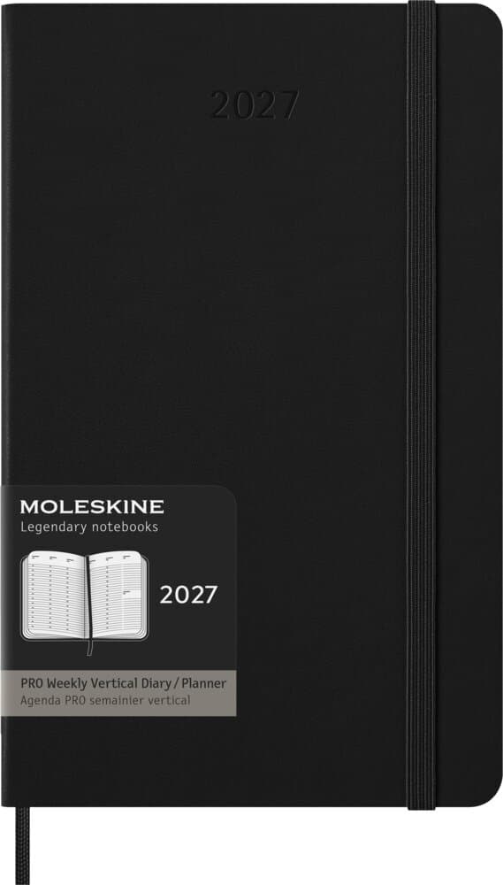 Moleskine 12 Monate Pro Wochen Notizkalender 2027, Pro Large/A5, 1 Wo = 2 Seiten, vertikal, Spalten für Notizen, fester Einband, Schwarz
