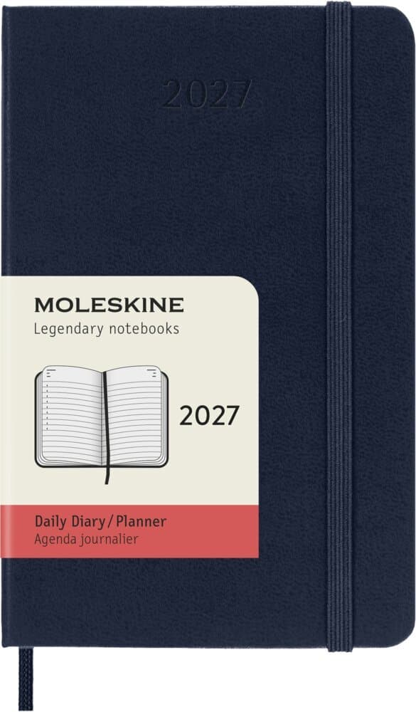 Moleskine 12 Monate Tageskalender 2027, Pocket/A6, 1 Tag = 1 Seite, Fester Einband, Saphir