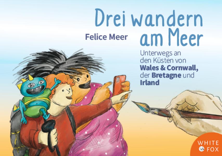 Drei wandern am Meer