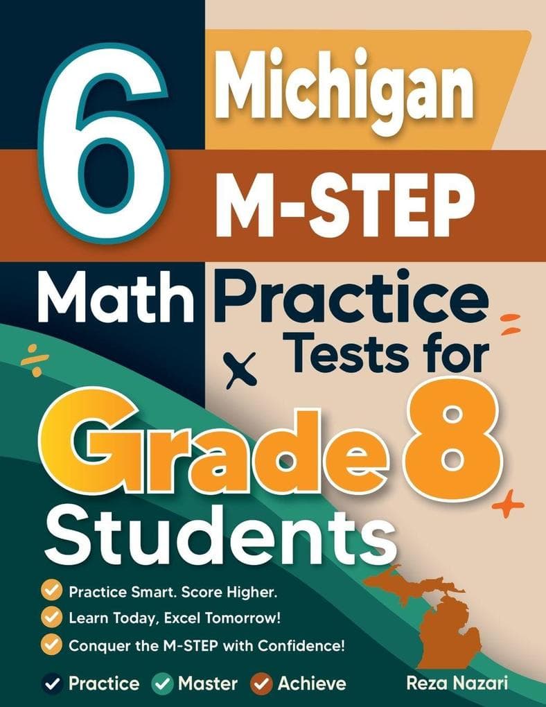 6 Michigan M-STEP Math Practice Tests for Grade 8 Students