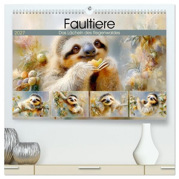 Faultiere. Das Lächeln des Regenwaldes (hochwertiger Premium Wandkalender 2027 DIN A2 quer), Kunstdruck in Hochglanz