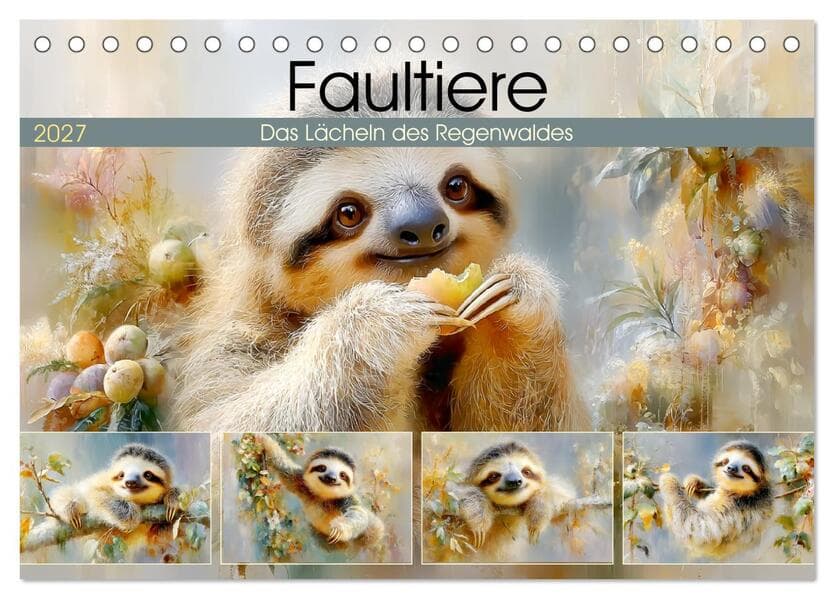 Faultiere. Das Lächeln des Regenwaldes (Tischkalender 2027 DIN A5 quer), CALVENDO Monatskalender