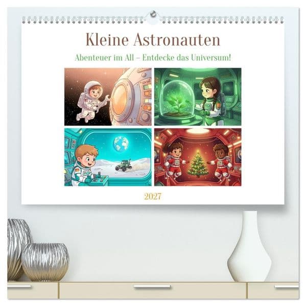 Kleine Astronauten (hochwertiger Premium Wandkalender 2027 DIN A2 quer), Kunstdruck in Hochglanz