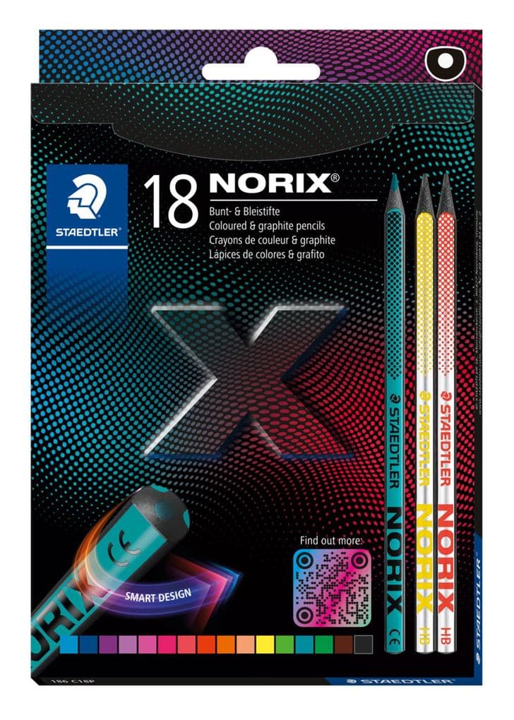 STAEDTLER NORIX Buntstift, 16er Etui + 2 Bleistiften