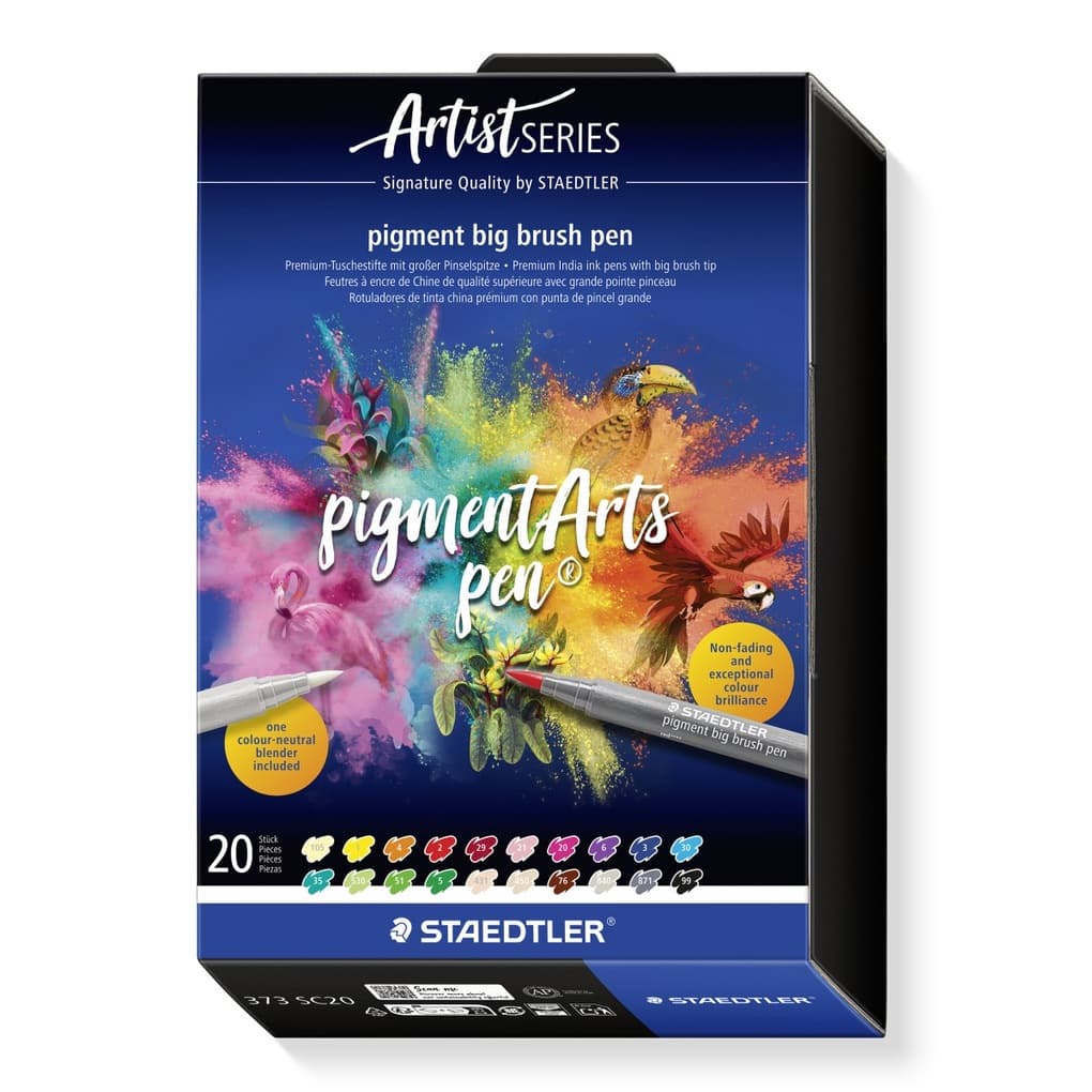 STAEDTLER pigment big brush pen, Pinselspitze, 20er Set