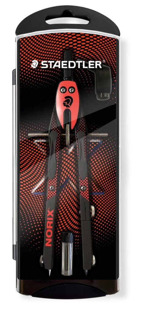 STAEDTLER NORIX 555 Zirkel, Schnellverstellzirkel rot, Max. Zeichenkreis: 350 mm