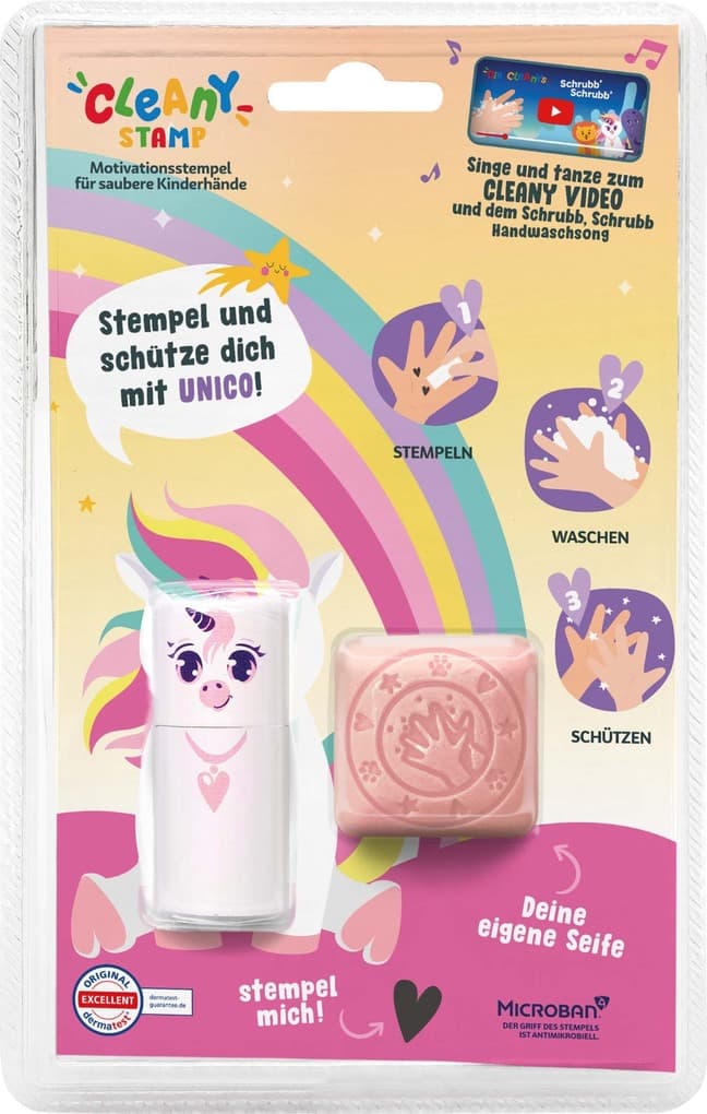 COLOP little NIO Cleany Stamp Einhorn, Handwasch-Stempel + Seife