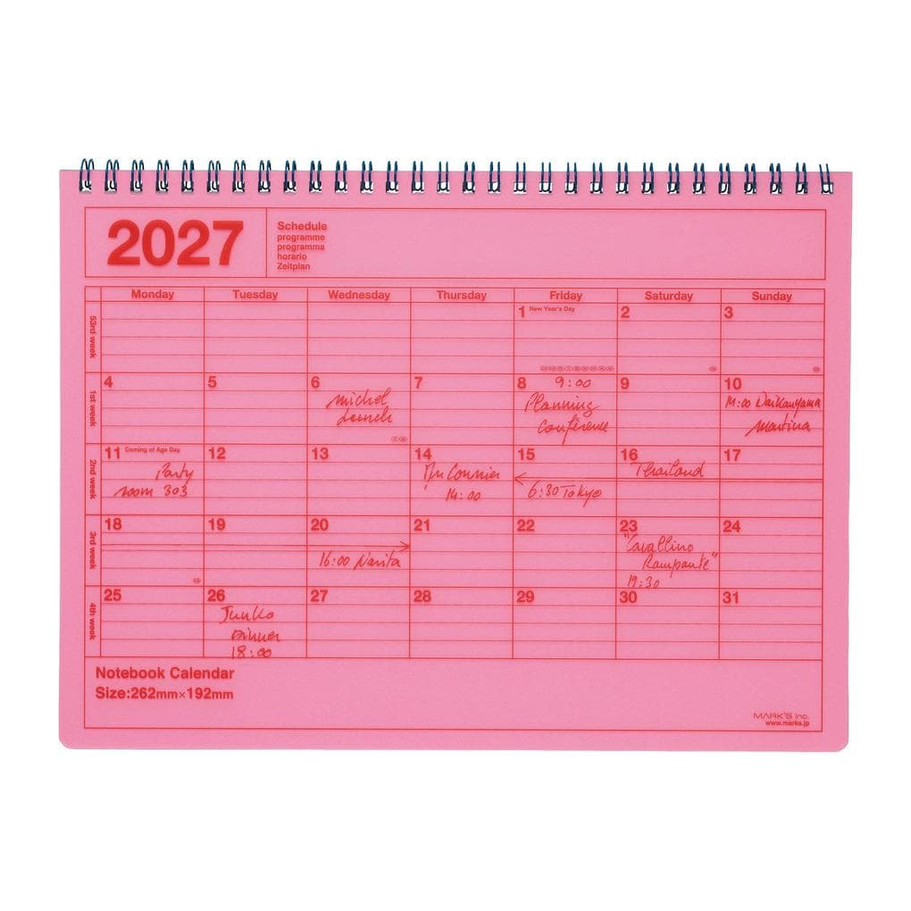 MARK'S 2027 Notebook Calendar M // Neon Pink