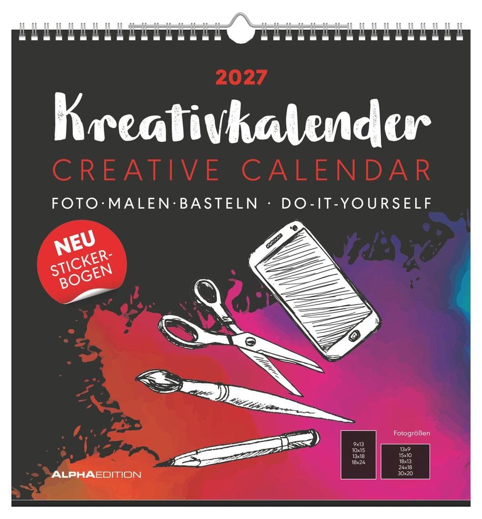 Kreativkalender XL schwarz 2027