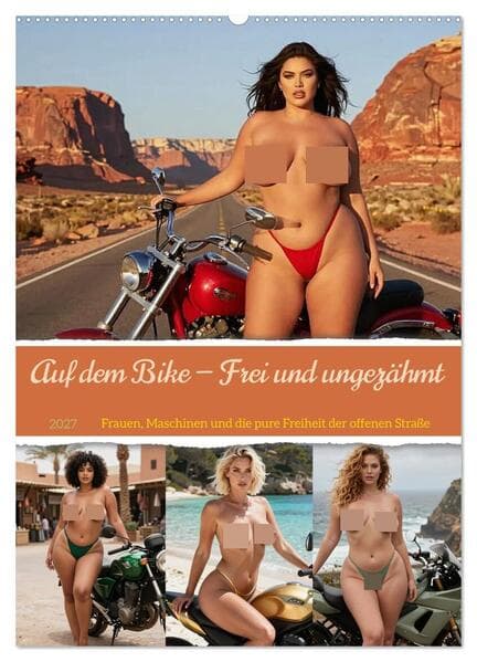 Auf dem Bike - Frei und ungezähmt (Wandkalender 2027 DIN A2 hoch), CALVENDO Monatskalender