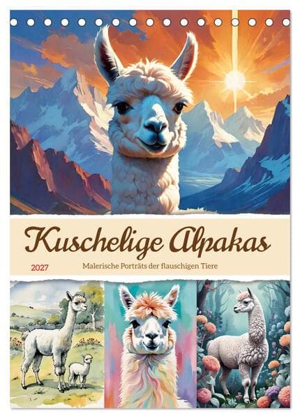Kuschelige Alpakas (Tischkalender 2027 DIN A5 hoch), CALVENDO Monatskalender