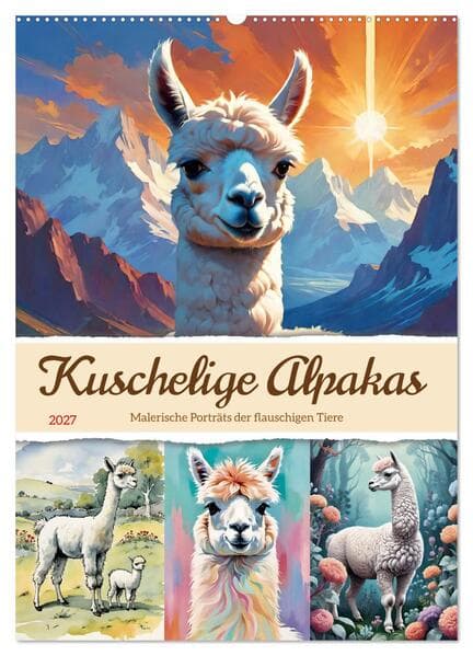 Kuschelige Alpakas (Wandkalender 2027 DIN A2 hoch), CALVENDO Monatskalender