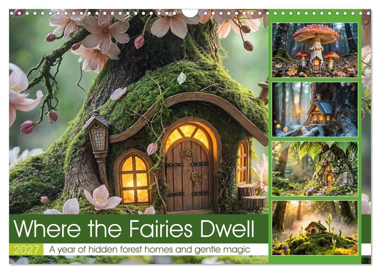 Where the Fairies Dwell - A year of hidden forest homes and gentle magic (Wall Calendar 2027 DIN A3 landscape), CALVENDO 12 Month Wall Calendar