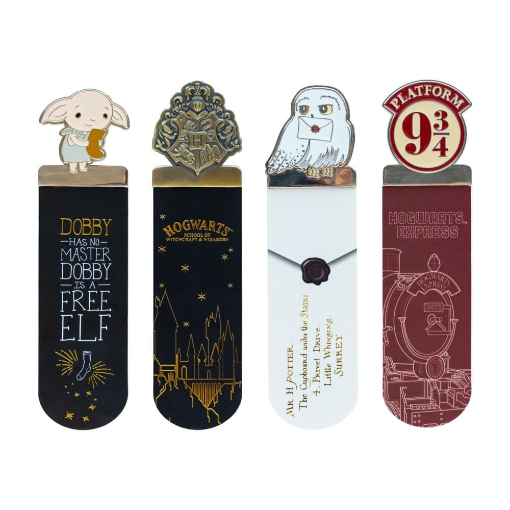 Harry Potter 4er Lesezeichen-Set mit Emaille-Anhängern