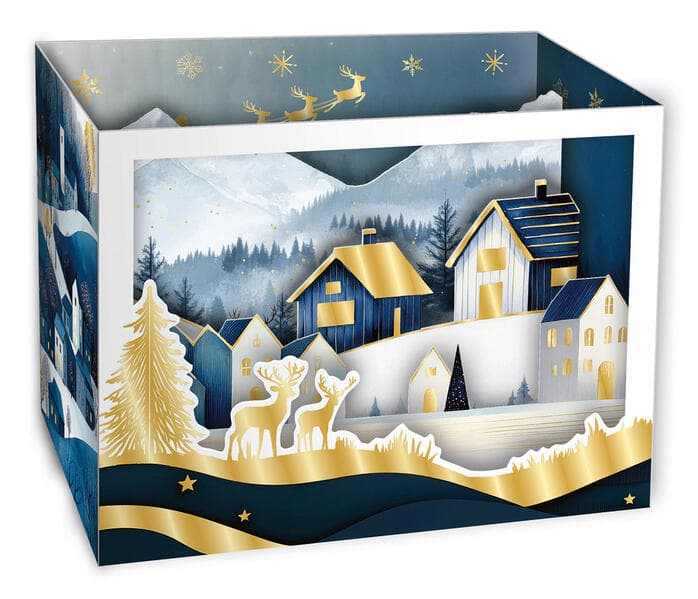 Weihnachtskarte Pop-Up - Winterliche Dorfidylle