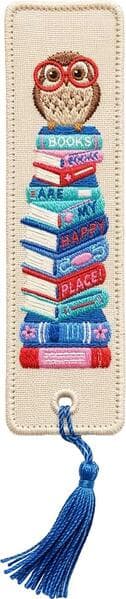 Buchverliebt Lesezeichen bestickt "Büchereule"