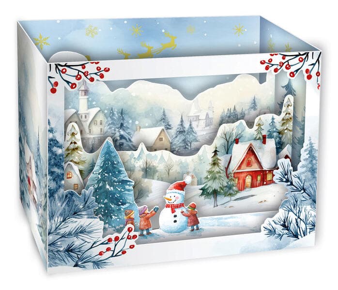 Weihnachtskarte Pop-Up - Winterfreude im Schnee
