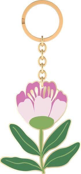 Bunte Blumengrüße Emaille-Schlüsselanhänger rosa