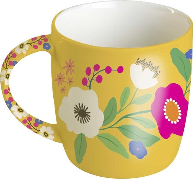 Bunte Blumengrüße Kaffeebecher gelb, 350 ml