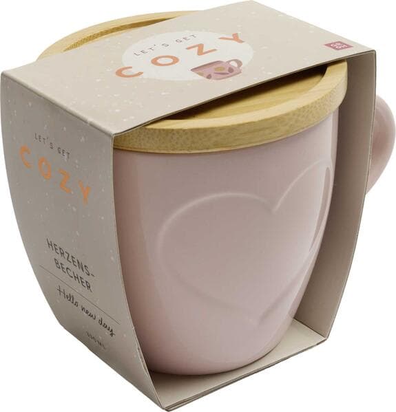 COZY Tasse mit Bambusdeckel (rosa)