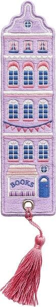 Buchverliebt Lesezeichen bestickt "Bookshop"