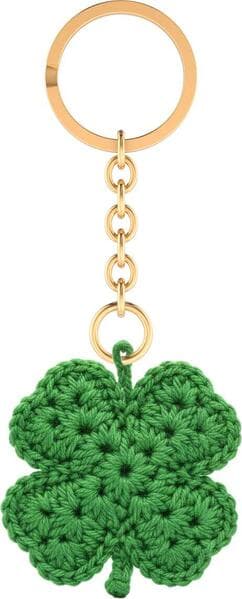 Glücksbringer Schlüsselanhänger, Kleeblatt (gehäkelt)