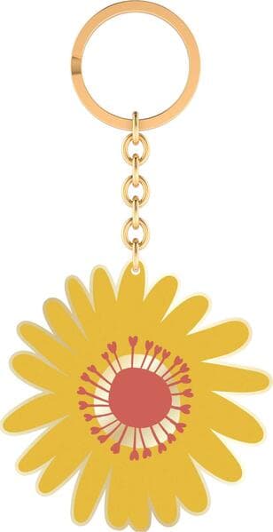 Bunte Blumengrüße Emaille-Schlüsselanhänger gelb