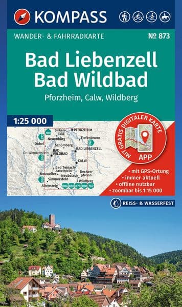 KOMPASS Wanderkarte 873 Bad Liebenzell/Bad Wildbad 1:25.000