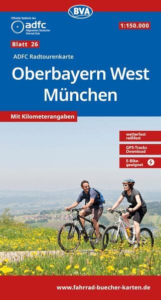 BVA ADFC Radtourenkarte Oberbayern West München 1:150.000