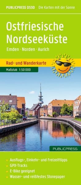Publicpress Rad- und Wanderkarte Ostfriesische Nordseeküste, Westlicher Teil 1:50.000